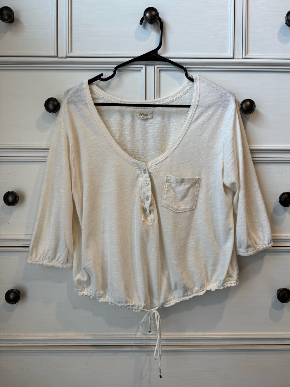 Aerie Henley Drawstring Crop